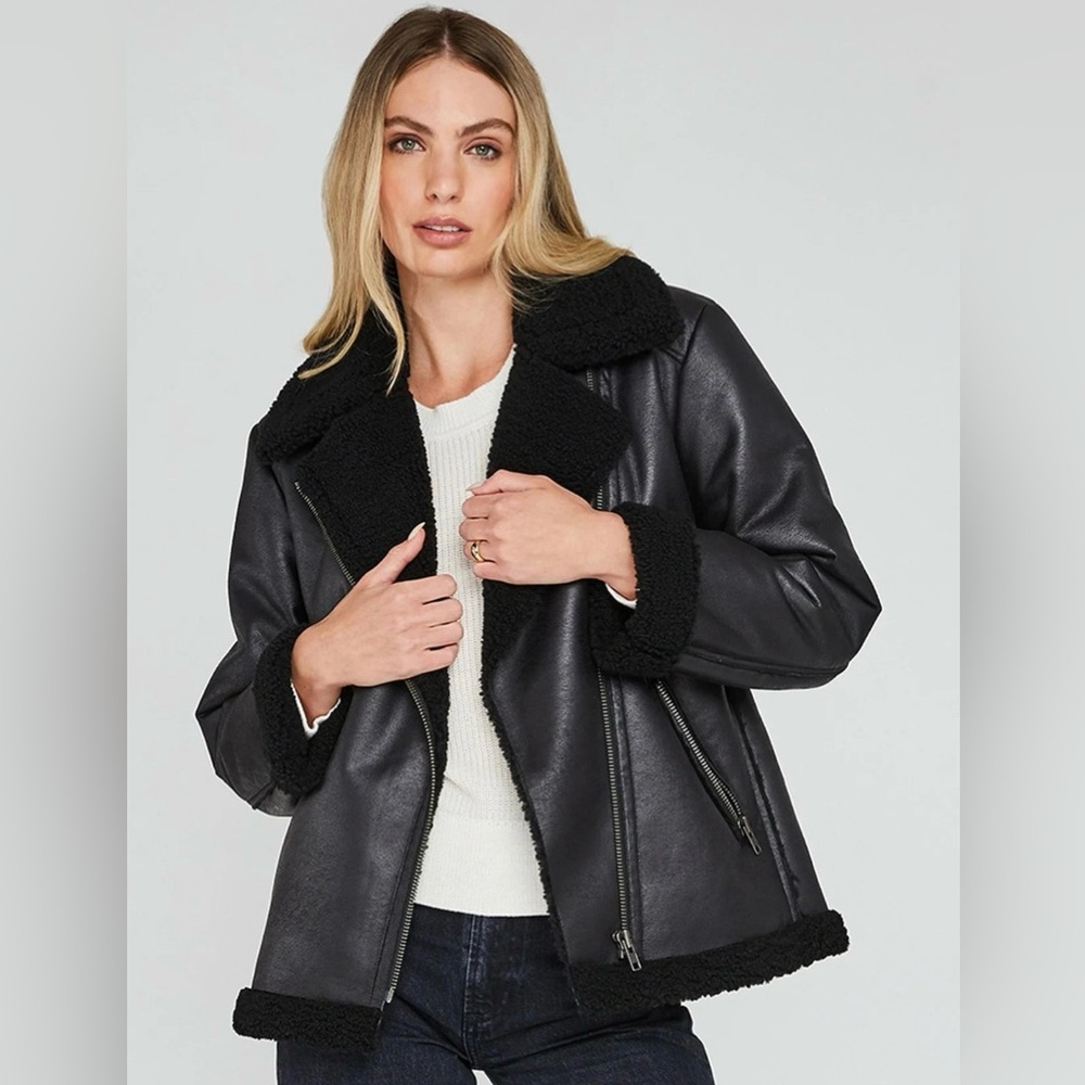 Gentle Fawn Emilia Women's Black Faux Leather & Shearling Jacket Black XXS